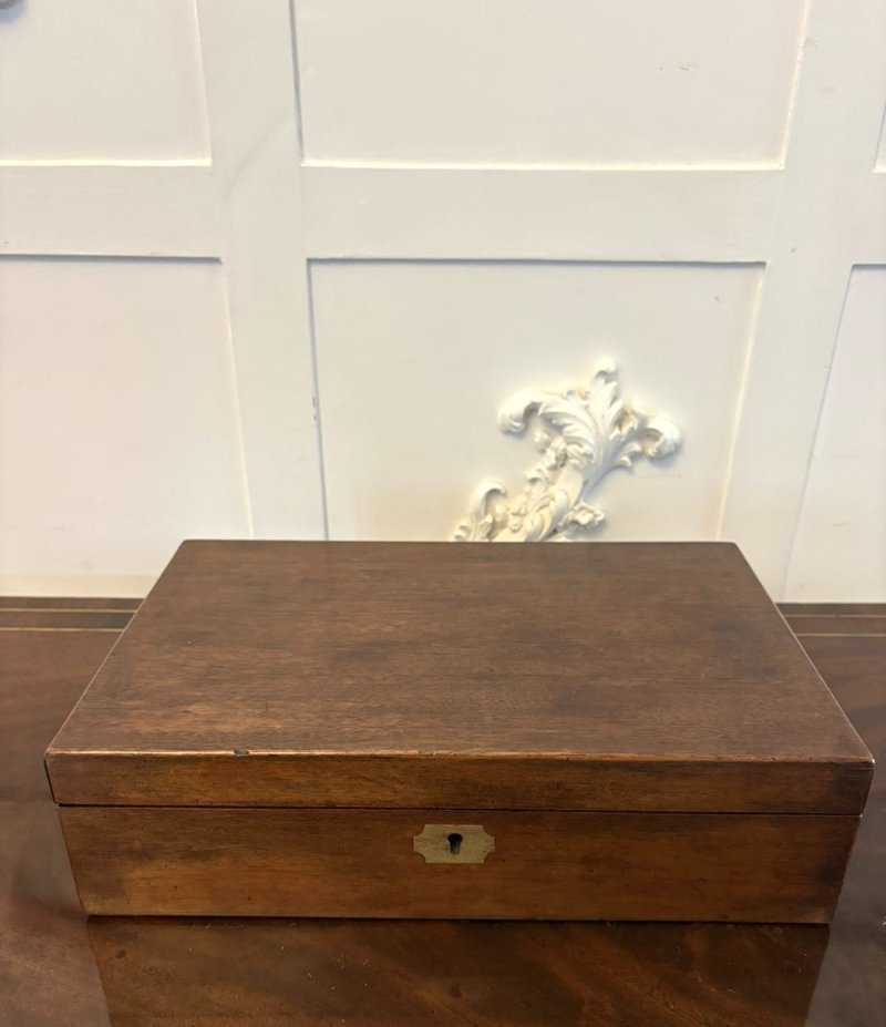 Antique Georgian Mahogany Writing Slope Box with Fitted Interior & Secret Compartment